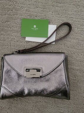 Kate Spade Anthracite Metallic Leather wristlet - Pre loved
